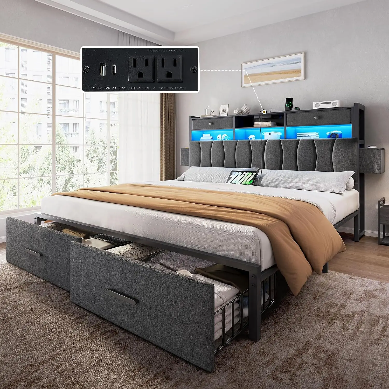 King Size Bed Frame With Storage Drawers - King Size Bed Frame With Drawers