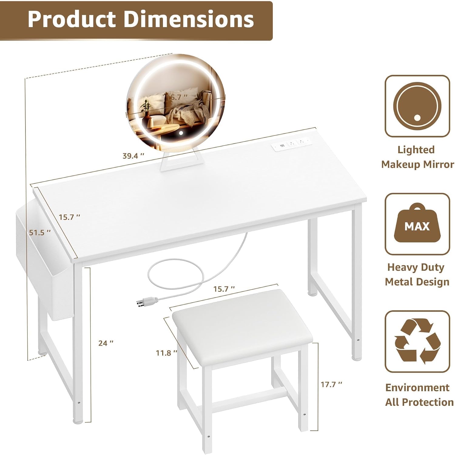 Cheap Makeup Girls Vanity Set  - đánh giá và giá Dressing Table Vanity With Lighted Mirror