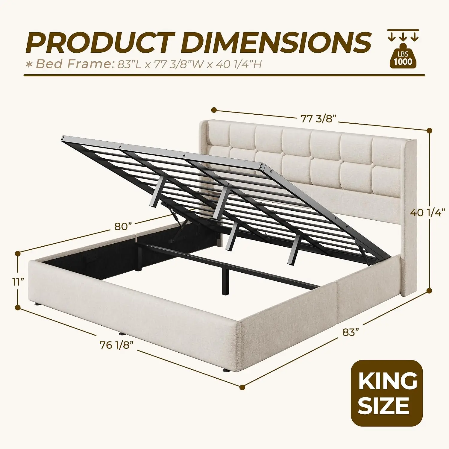 King Size Lift Up Storage Bed  - đánh giá và giá Gas Lift Storage Bed Hydraulic