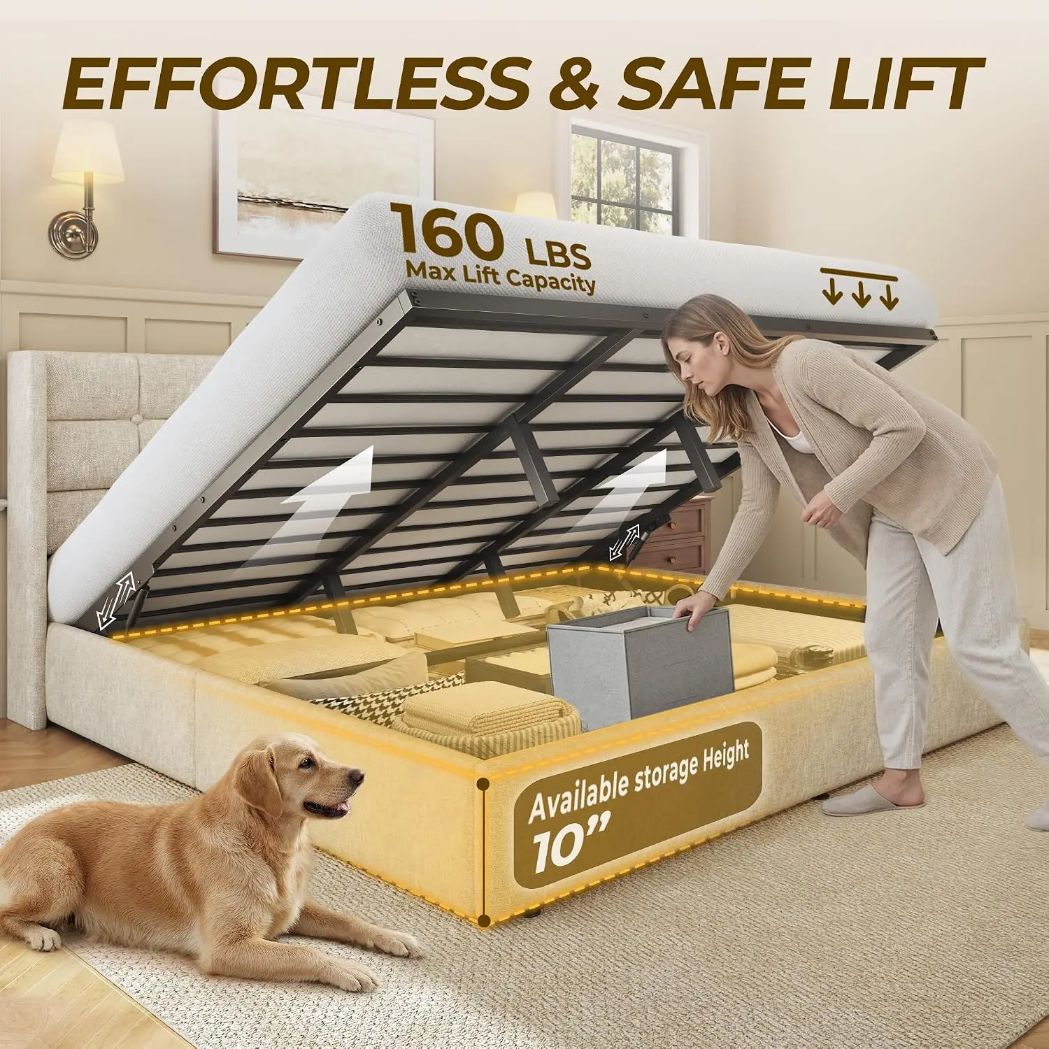 King Size Lift Up Storage Bed  - đánh giá và giá Gas Lift Storage Bed Hydraulic