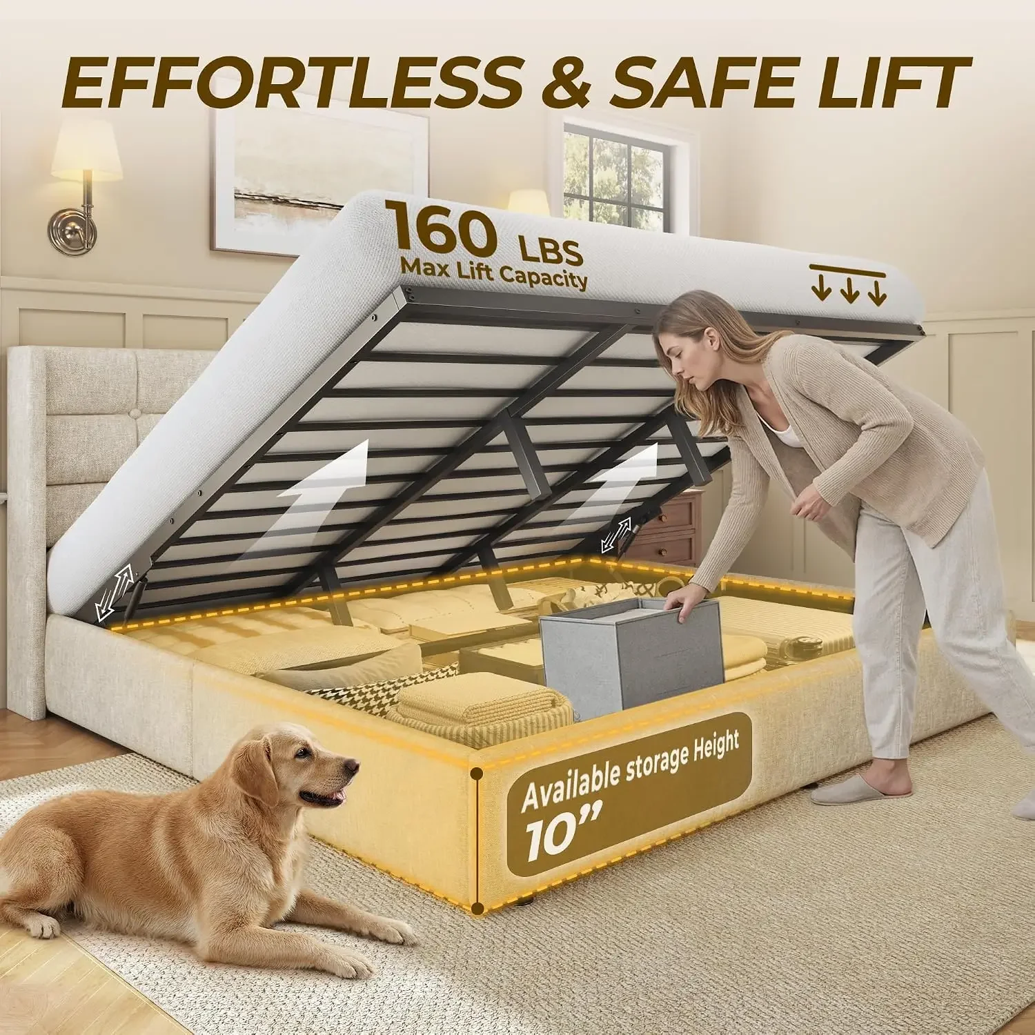 King Size Lift Up Storage Bed  - đánh giá và giá Gas Lift Storage Bed Hydraulic