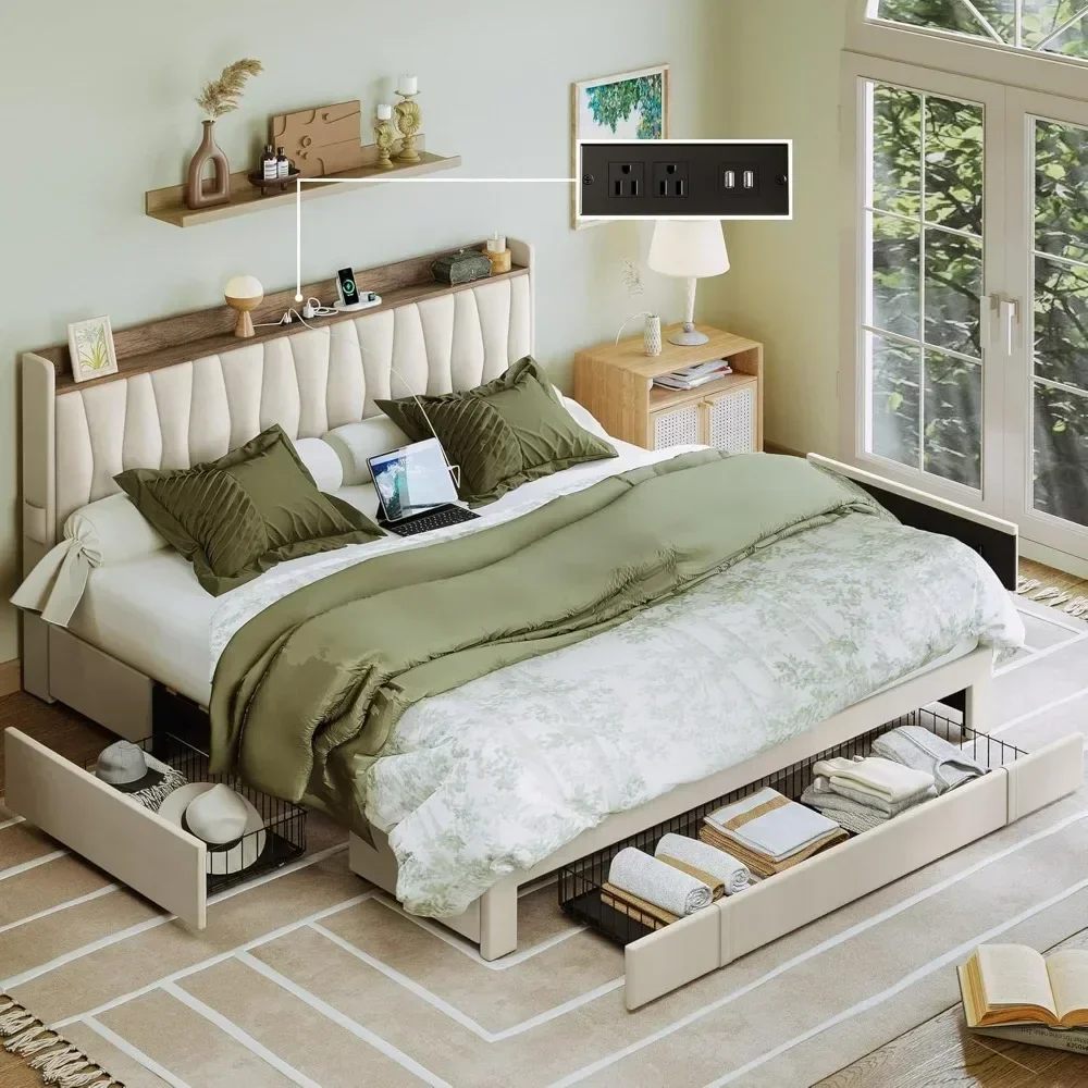 &King Size Bed Frame With Stor - đánh giá và giá King Size Bed Frame With Storage Drawers