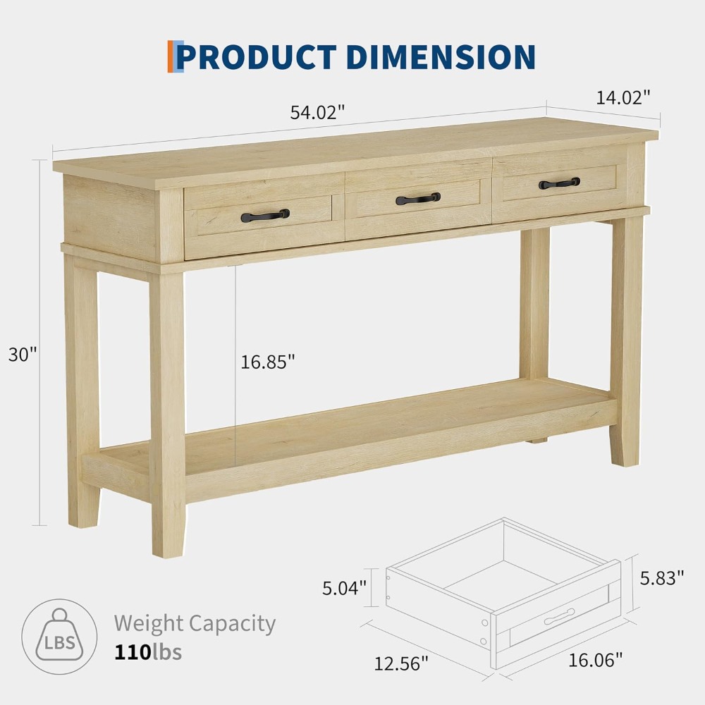 3 Drawer Entryway Table Farmho - đánh giá và giá Tables